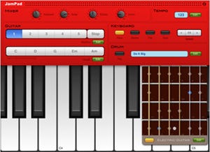 ギター伴奏も同時にできる無料キーボードアプリ「JamPad」発売