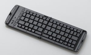 エレコム、iPhoneやiPadに適したキー配列のBluetooth折りたたみキーボード