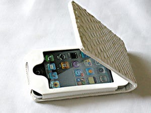 マーユ、白染色したダイヤモンドパイソンを使用したiPhone 4用ケース