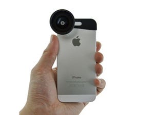 上海問屋、魚眼など3種類のレンズを装備したiPhone 5用3in1レンズ2種