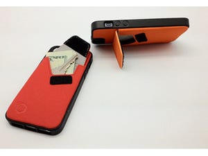 プレアデス、2枚のカードを収納できるスタンド機能付きiPhone 5ケース