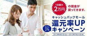 JNBカードレスVisaデビット専用「キャッシュバックモール」で最大2万円還元