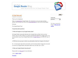 Google Readerがサービス終了 - 15日までデータエクスポート可能に