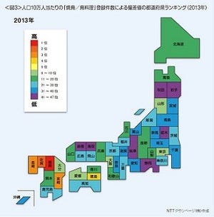 人口当たりの焼き鳥店・鳥料理店が最も少ないのは岐阜県。最も多いのは?