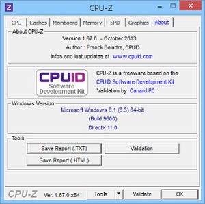 CPUID、CPU-Zを2カ月ぶりにバージョンアップ