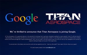 米Google、無人飛行機メーカーのTitan Aerospaceを買収