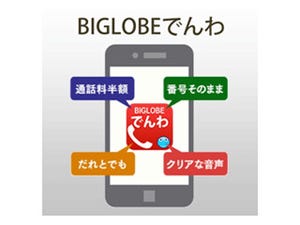 ビッグローブ、国内通話を半額にするアプリ「BIGLOBEでんわ」提供