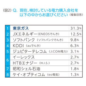 電力自由化、乗り換え予定は2割にとどまる - 1番人気は「東京ガス」
