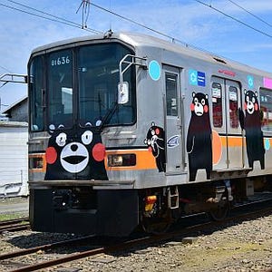 熊本電気鉄道01形「くまモンラッピング電車」に! 6/11運行開始、イベントも