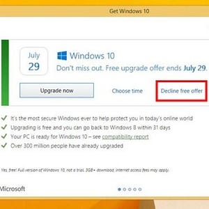 Windows 10無償アップグレード、「拒否」可能に