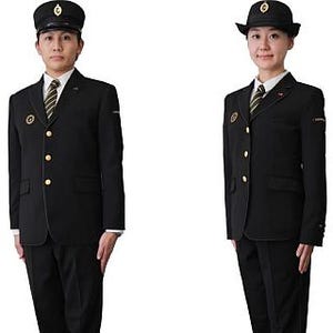 JR九州、2017年4月から制服をリニューアル - 黒い生地につばめのエンブレム