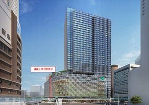 大阪府・梅田エリアの38階建てビル建設計画、道路上空部分の建築工事に着手