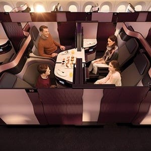 カタール航空、新ビジネスクラス「QSuite」披露--ダブルベッドに4人掛けも