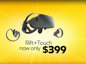 VRヘッドセット「Oculus Rift」、期間限定で399ドルに値下げ、半年前の半額