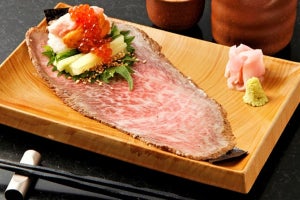 松阪牛ローストビーフ×ねぎとろの手巻き寿司が10食限定で500円!