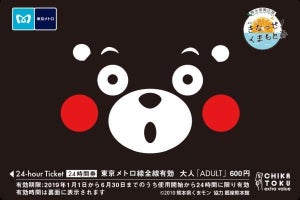 東京メトロ「くまモン」デザインの熊本復興応援24時間券3枚セット