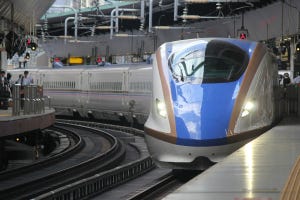 上越新幹線E7系で輸送、新鮮なえびが東京へ - 実証実験を報道公開