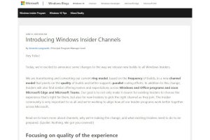 Windows Insider Preview、リング制から品質重視の「チャネル」リリースに変更