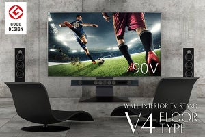大型テレビを壁寄せ設置、業界初の90V型対応「WALL TV STAND V4」
