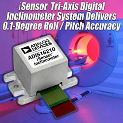 ADI、0.1°のピッチ/ロール測定が可能なデジタル傾斜計システムを発表