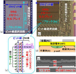 産総研、64kビット強誘電体NAND型フラッシュメモリアレイを作製