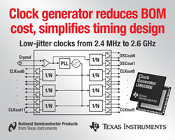 TI、NSブランドの高ジッタ特性クロックジェネレータを発表