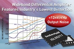 Intersil、低ノイズかつ広帯域の差動アンプを発売