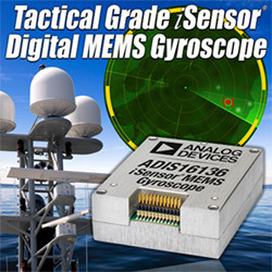 ADI、3.5°/hrのバイアス安定性を提供するMEMSジャイロセンサの提供を開始