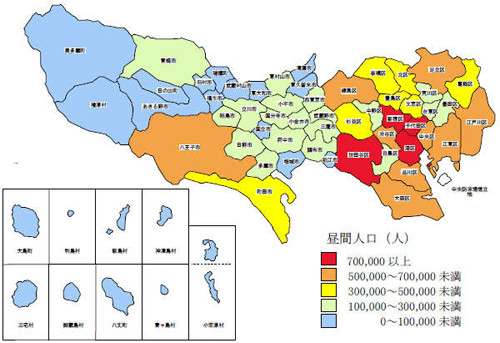 東京都の"昼間人口"、最も多いのは「港区」で88万人・2位は「千代田区」