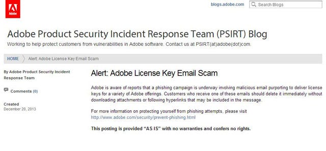 image:米Adobe、自社製品のライセンス提供をうたうフィッシングに注意喚起