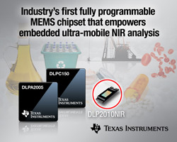TI、近赤外線分析向けにフルプログラマブルMEMSチップセットを発表