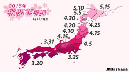 日本気象協会、第4回桜開花予想発表 