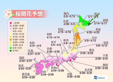 ウェザーニューズ「第三回桜開花予想」 