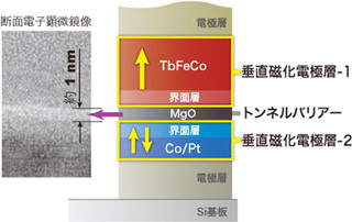 産総研、スピンRAMの大容量化が可能となる垂直磁化TMR素子を開発