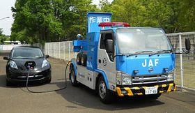 日産、JAFとEV用充電機能付ロードサービスカーの実証運用を開始