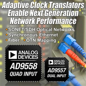 ADI、有線通信アプリ向け低ジッタ周波数変換クロックIC 2製品を発表
