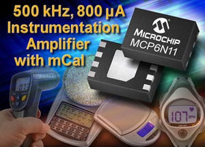 Microchip、ゲイン帯域幅積500kHzの計装アンプを発表