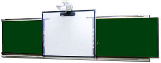 日立、既設の黒板やホワイトボードに設置できるスライド式電子黒板