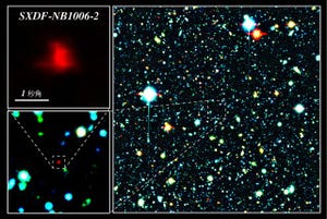 すばるとケックの両望遠鏡が協力して最遠方銀河「SXDF-NB1006-2」を発見