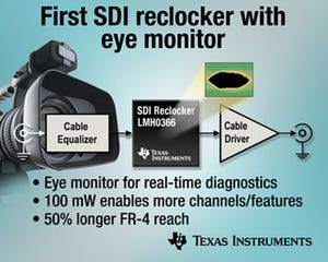 TI、放送用ビデオ機器向けにアイモニタ内蔵のSDIリクロッカを発表