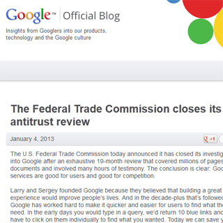 米Google、オンライン検索とMotorolaのFRAND特許の2点でFTCと和解