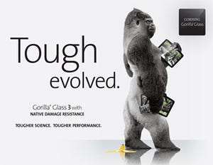 Corning、カバーガラス「Gorilla Glass 3」を発表 - 新組成で耐傷性を向上