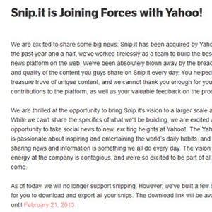 米Yahoo!がPinterestのライバルSnip.itを買収