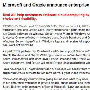 OracleとMicrosoftがクラウドで提携 - AWS対抗で宿敵が手を結ぶ