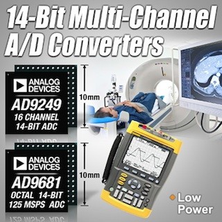 ADI、産業/医療/通信機器向け小型・低消費電力の14ビットADCを発表