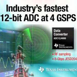 TI、高速4GSPS 12ビットのRFサンプリングA/Dコンバータを発表