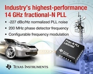 TI、高いノイズ特性を有する14GHzフラクショナルN PLLを発表