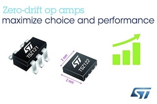 ST、IoTやウェアラブル機器向けに小型ゼロドリフトオペアンプを発表