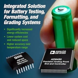 ADI、充電式バッテリの製造を最適化する集積アナログコントローラを発表