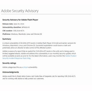 Adobe Flash Playerに脆弱性、既に攻撃を確認 - 修正版は16日に公開